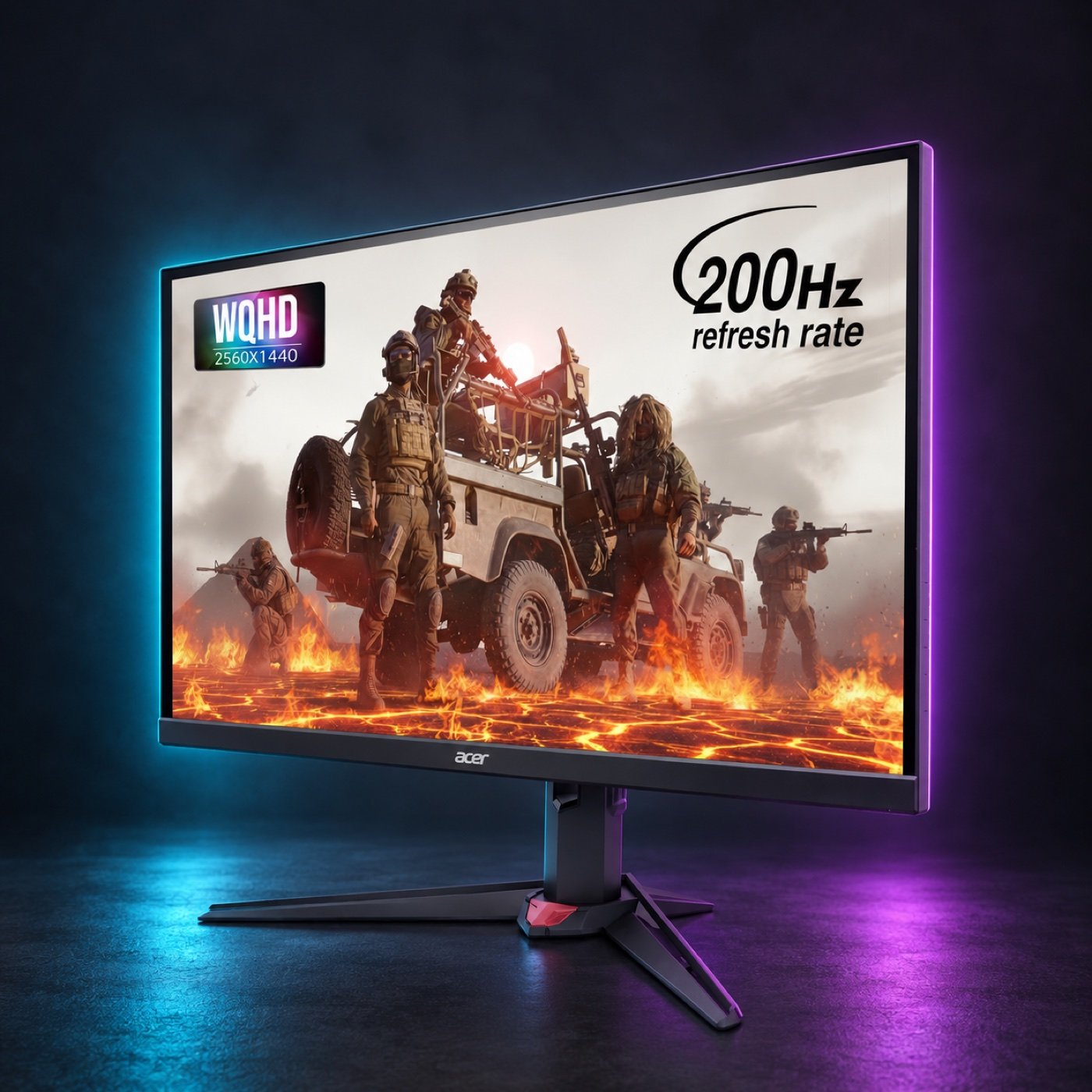 Acer Nitro XV272U X1 gaming monitor with subtle cyan and purple lighting